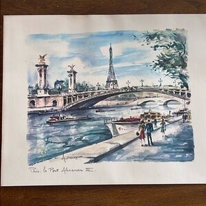 VTG 1960’s Peter Arno French Watercolor